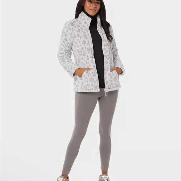 Alfred Dunner soft Sherpa zip front gray leopard jacket PXL - Picture 2 of 7